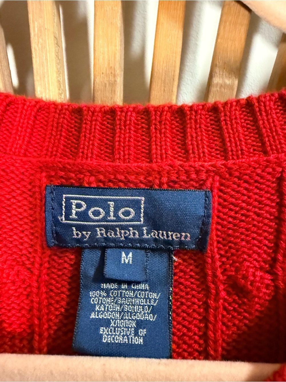 Polo by Ralph Lauren Women's Red Cable Knit V-Neck Sweater Vest Preppy Nautical - Picture 3 of 8